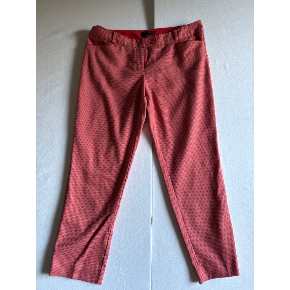 The Limited Cassidy Slim Leg Pants Womens 10 Red White Geometric Stretch